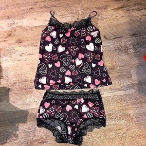 High waist 2 piece valentines theme sleep set XL